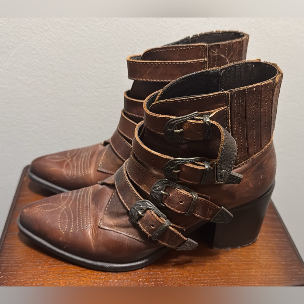 Steve Madden Brown Buckle Ankle Booties
